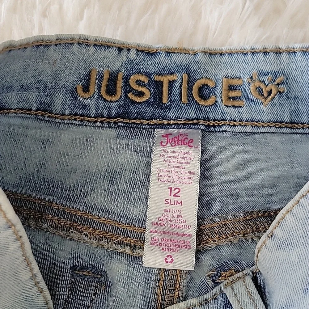Justice Jeans Bundle 3 Pairs Size 12 Slim Mini Mom Dark, Flippy Sequins, Purple